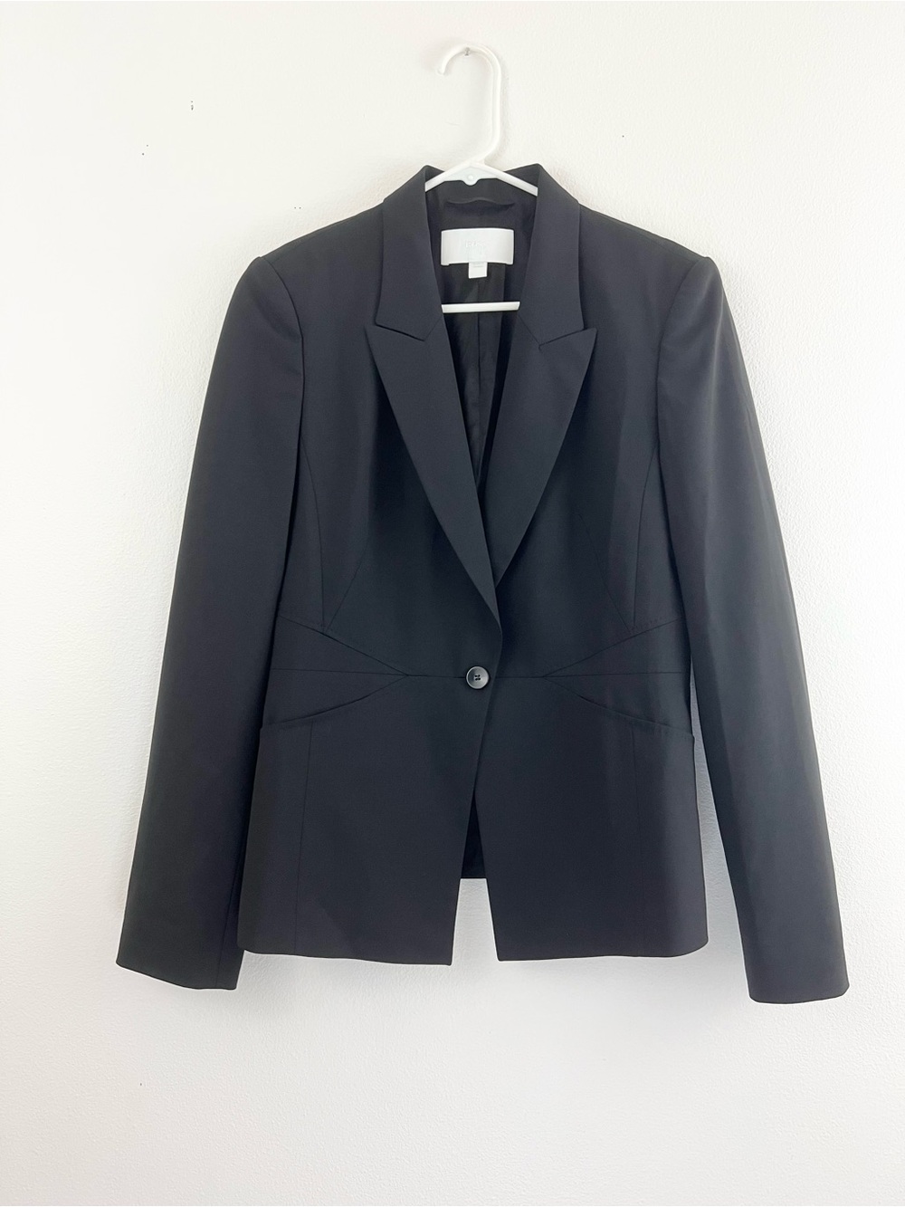 Boss Jarina Virgin Wool Black Tailored Blazer Jacket Single Button Quiet Luxury